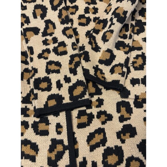 RACHEL ZOE Leopard Print Open Front Hooded Cardigan Women XS Pockets Sweater - Picture 7 of 9